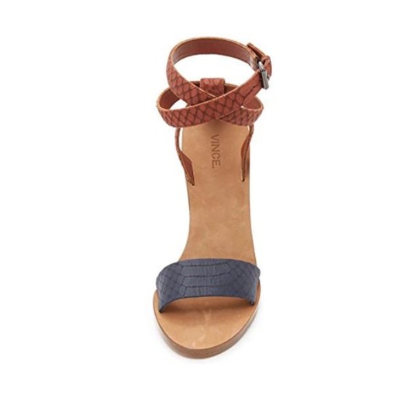 Vince Nava Snake Embossed Ankle-Wrap Heels - Picture 5 of 5